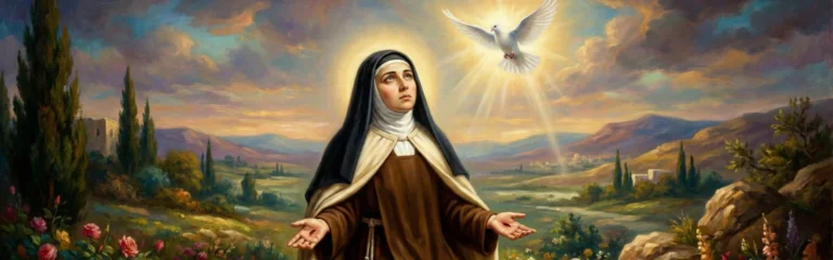 Święta Maria od Jezusa Ukrzyżowanego Mała Arabka i gołębica symbolizująca Ducha Świętego