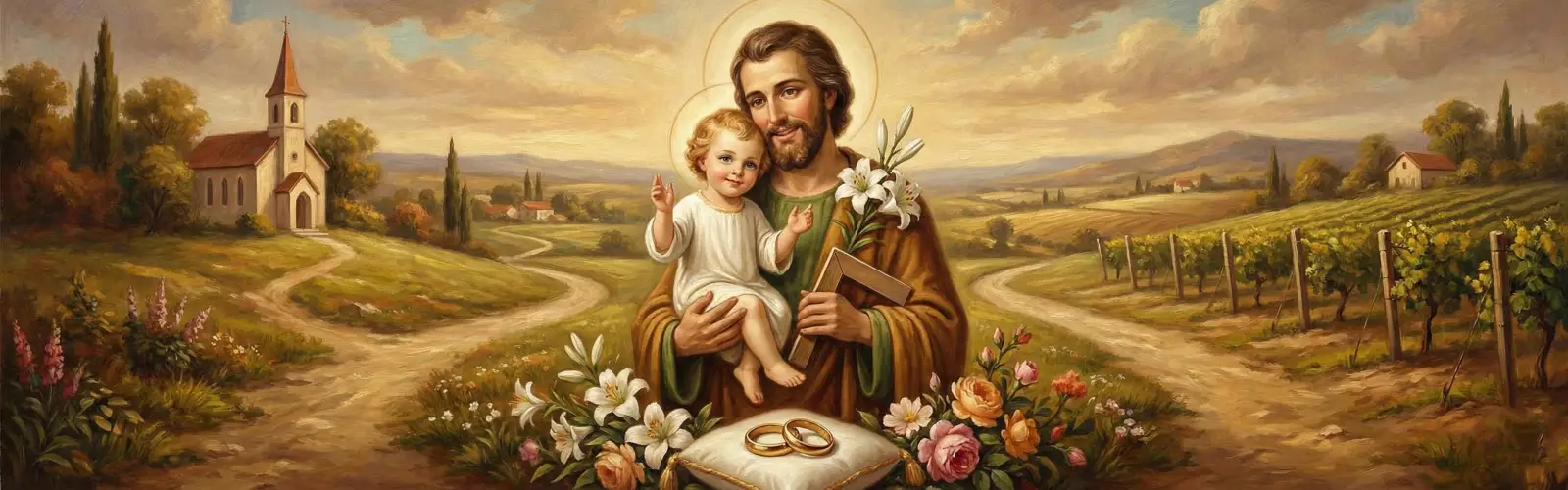 Święty Józef z Dzieciątkiem Jezus - patron szukających żony i mężów.
