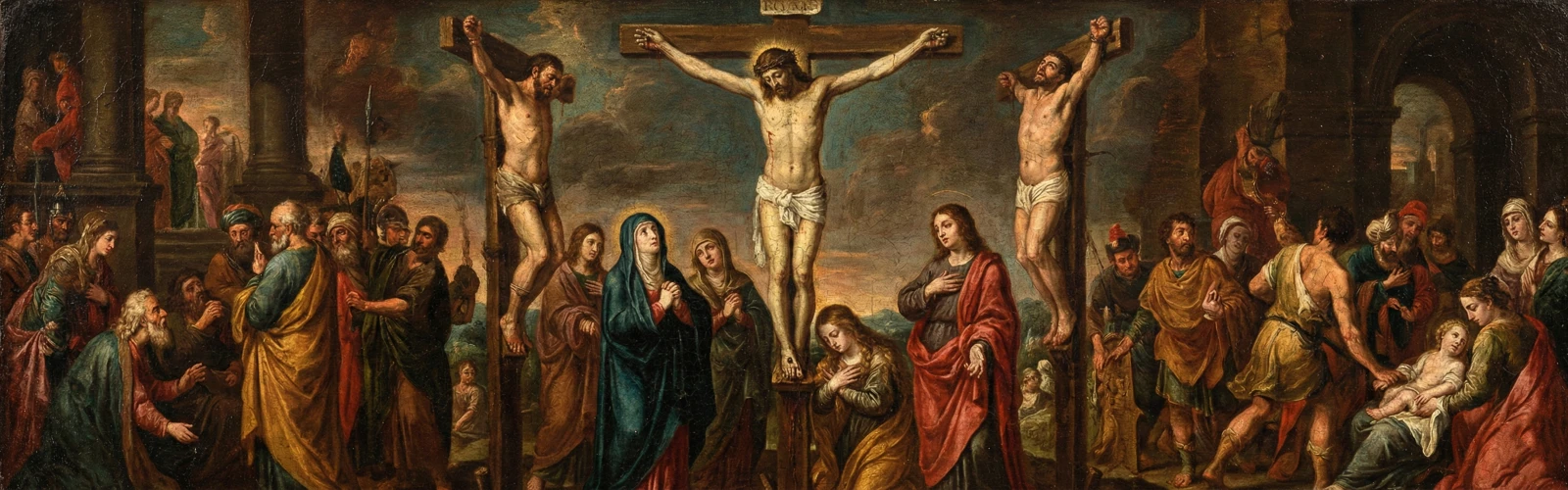 Pan Jezus Ukrzyżowany stary obrazek pasyjny.