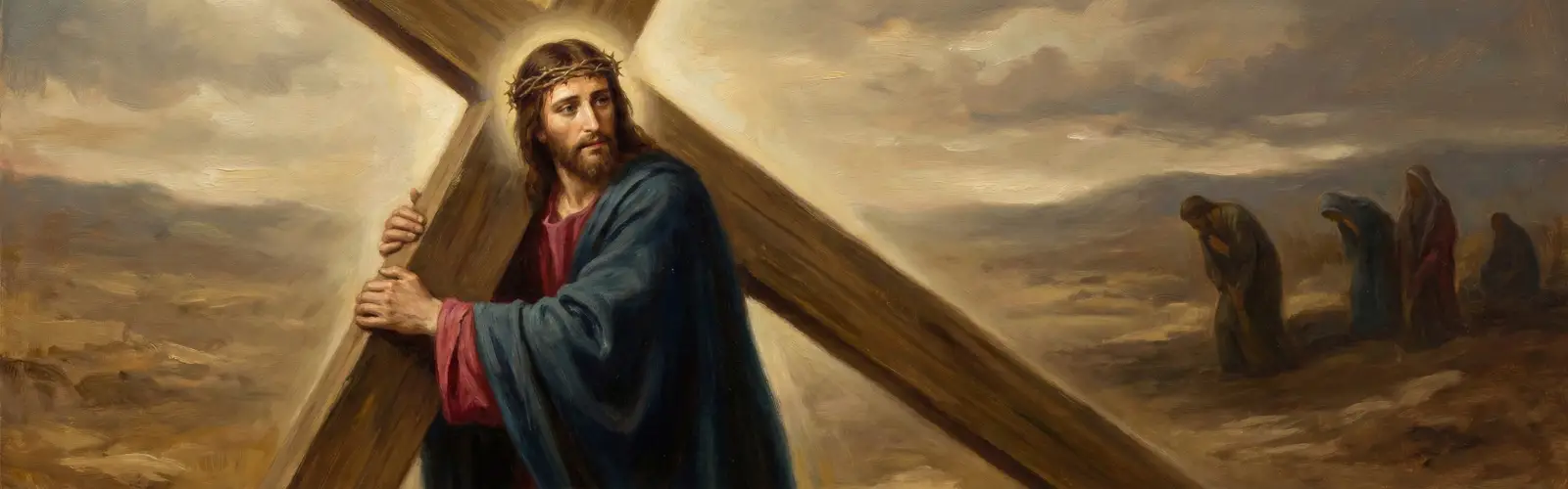Jezus dźwigający krzyż jako symbol nadziei dla osób zranionych emocjonalnie.