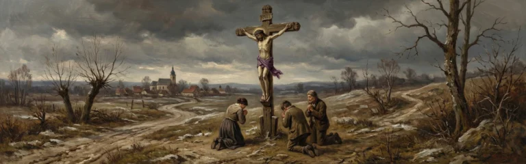 krzyż przydrożny, tematyka wielkopostna.