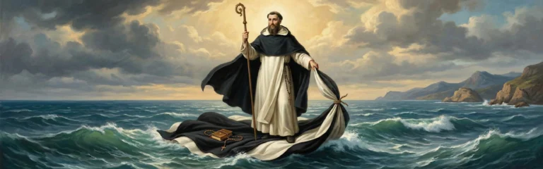 Święty Rajmund płynący na płaszczu - modlitwa do św. Rajmunda z Penyafort