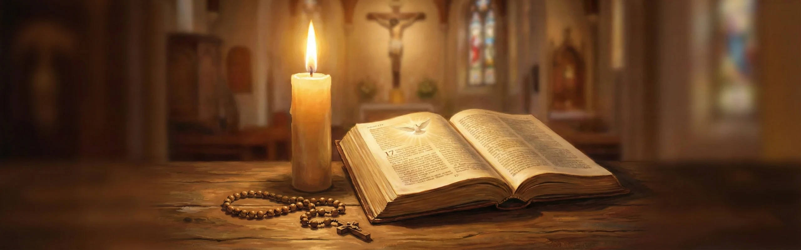 Świeca i otwarta Biblia symbolizująca modlitwę o jedność chrześcijan 18 stycznia