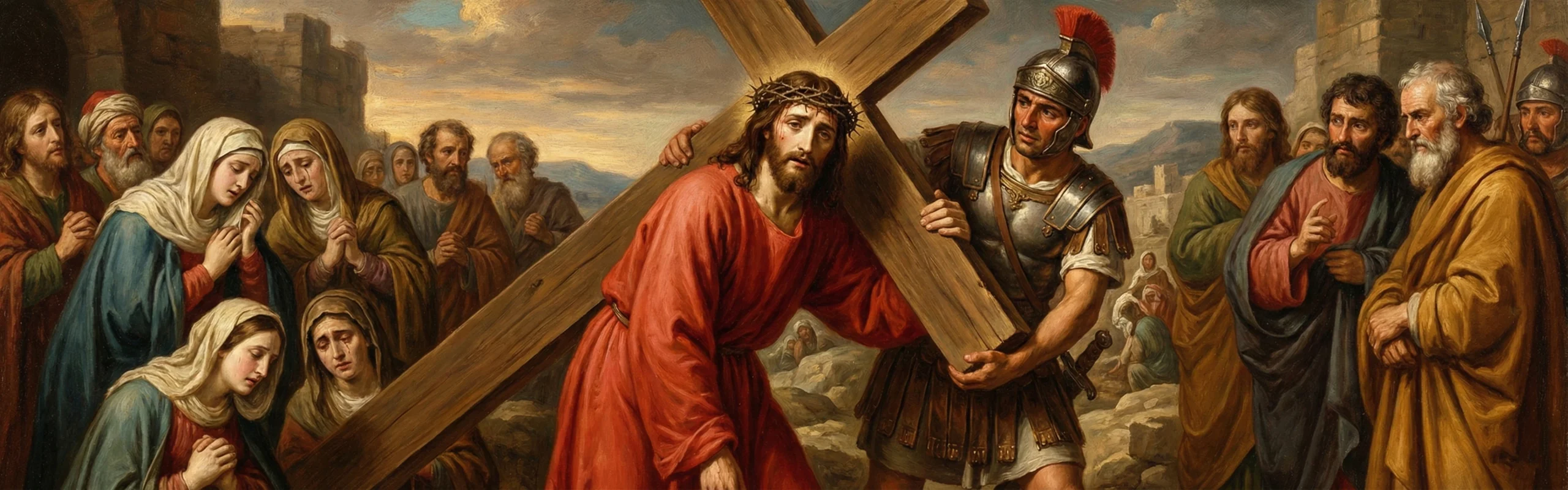 Stacje Drogi Krzyżowej - Pan Jezus bierze krzyż na swoje ramiona, rozważania dla wiernych.