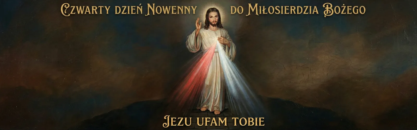 Obraz Jezusa Miłosiernego z napisem Jezu Ufam Tobie – modlitwa na 4 dzień Nowenny do Miłosierdzia Bożego